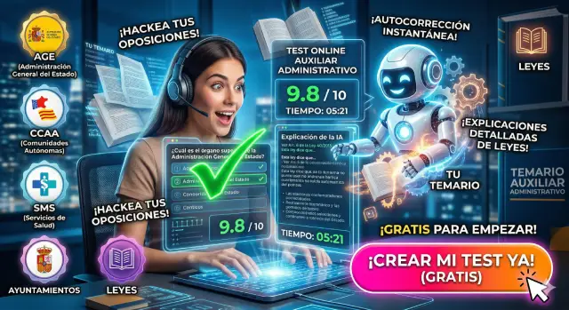 Test oposiciones auxiliar administrativo online gratis con inteligencia artificial